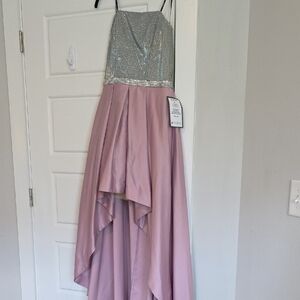 Sparkling Dress with Silver Bodice and Pink Skirt Pockets